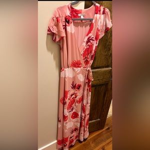 Eva Mendes Pink Floral Maxi Dress size Small